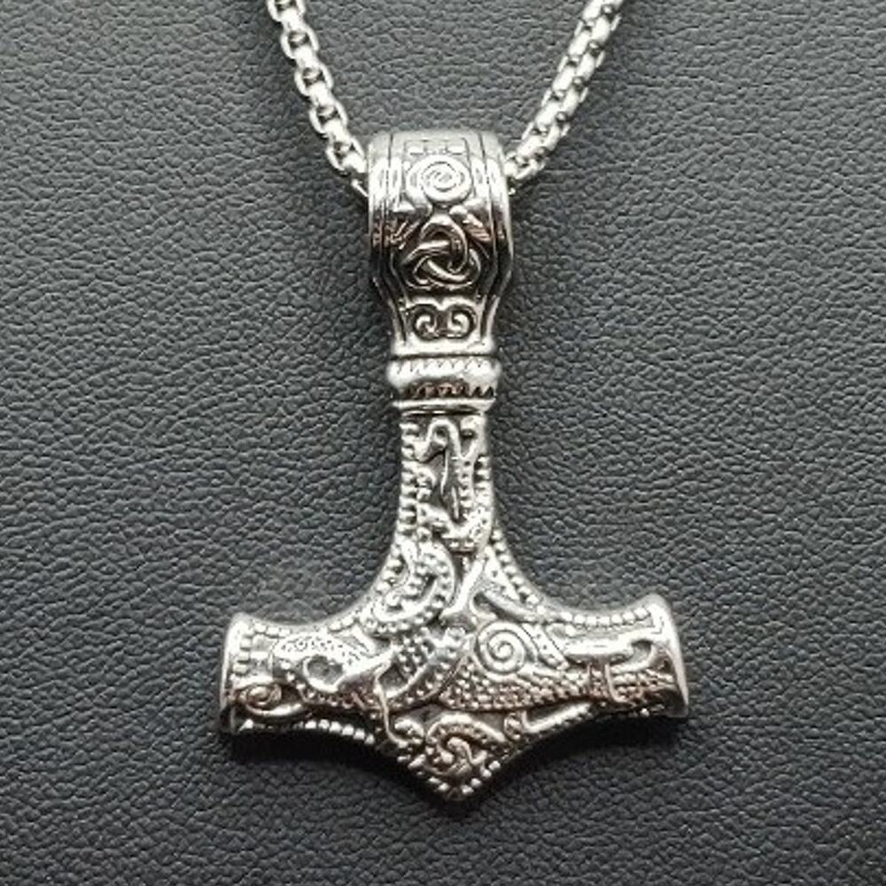 Stainless Steel Thors Hammer Necklace Viking Norse Mythology Birthday Gift NEW!